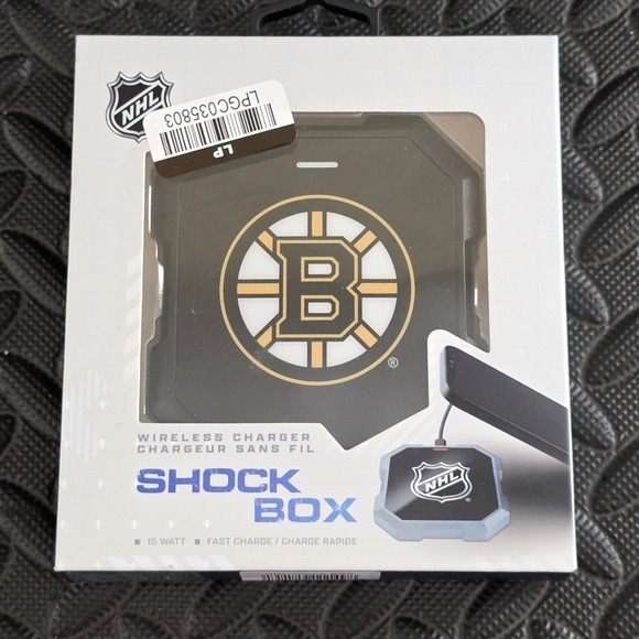 Boston Bruins NHL Wireless Charger Shockbox 15 Watt Fast Charge Rapid - Picture 1 of 2